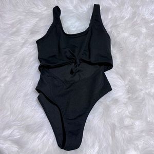 Zaful‎ black ribbed one piece swimsuit size M